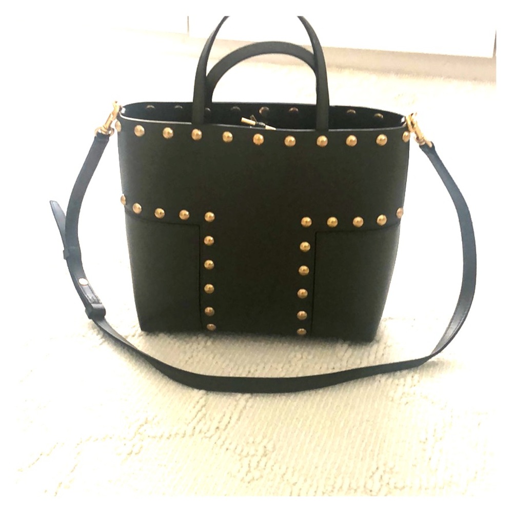 Tory Burch T Block Handbag Moss Green like new
